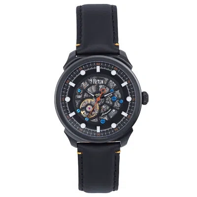 Pre-owned Reign Weston Automatic Skeletonized Leather-band Watch - Black