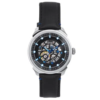 Pre-owned Reign Weston Automatic Skeletonized Leather-band Watch - Silver/black