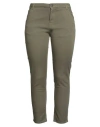 Reign Woman Pants Military Green Size 31 Cotton, Elastane In Green
