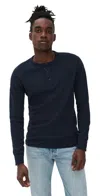 Reigning Champ 1x1 Slub Slim Henley Navy