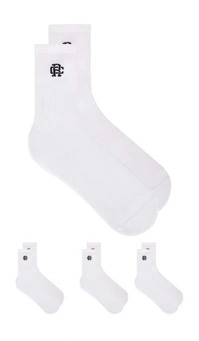 Reigning Champ 3 Pack Classic Crew Sock In White