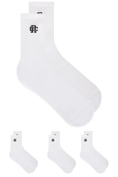 Reigning Champ 3 Pack Classic Crew Sock In White