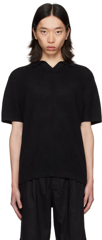 Reigning Champ Black Cotton Linen Victor Polo In 001 Black