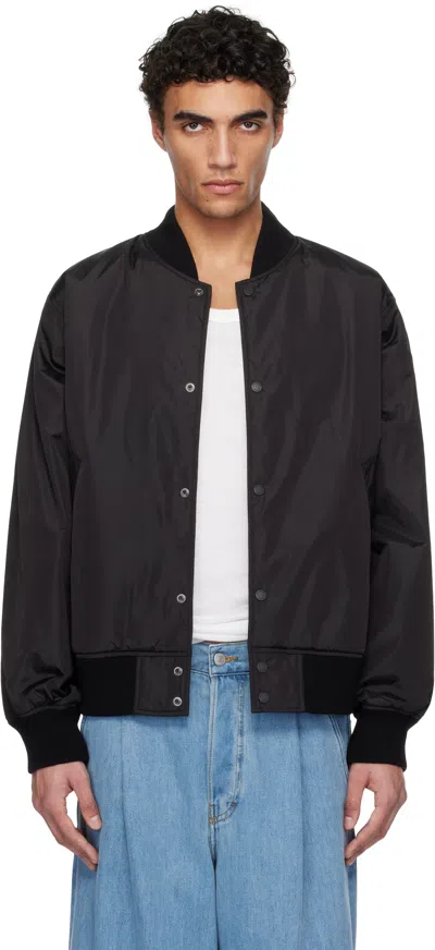 Reigning Champ Black Econyl Satin Nylon Stadium Bomber Jacket In 001 Black