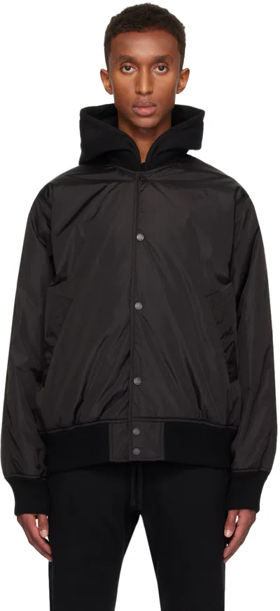 Reigning Champ Black Econyl Satin Nylon Stadium Jacket In 001 Black