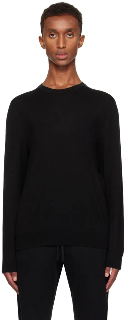 Reigning Champ Black Lightweight Merino Harry Crewneck Sweater In 001 Black