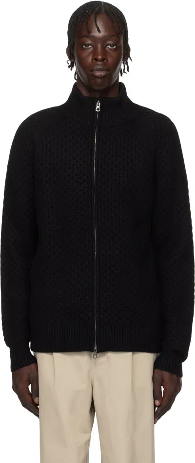 Reigning Champ Black Merino Honeycomb Track Sweater