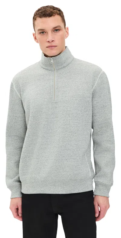 Reigning Champ Brushed Fleece Standard Quarter Zip Melange Grey In Gray