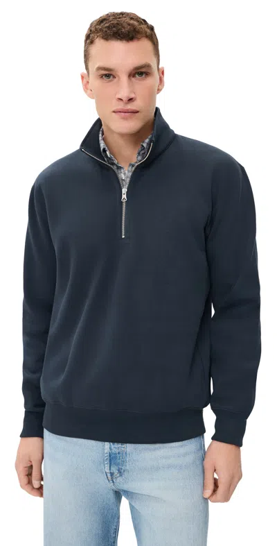 Reigning Champ Brushed Fleece Standard Quarter Zip Navy In Blue