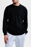 Reigning Champ Classic Fit Long Sleeve Midweight Cotton T-shirt In Black