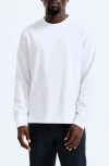 Reigning Champ Classic Fit Long Sleeve Midweight Cotton T-shirt In White