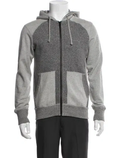 Pre-owned Reigning Champ Colorblock Pattern Crew Neck Hoodie In Gray
