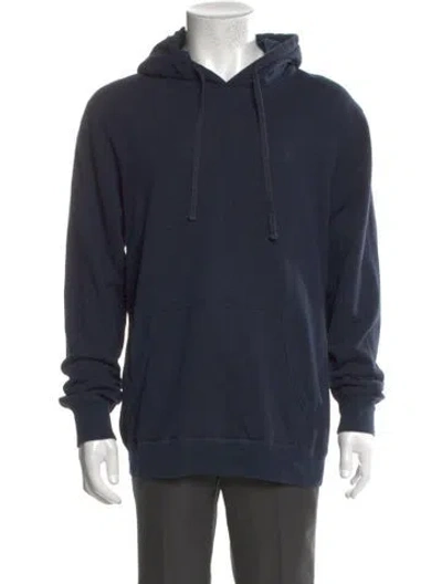 Pre-owned Reigning Champ Crew Neck Long Sleeve Hoodie In Blue
