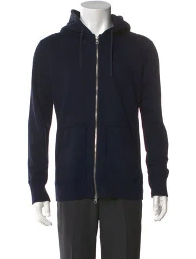 Pre-owned Reigning Champ Crew Neck Long Sleeve Hoodie In Blue