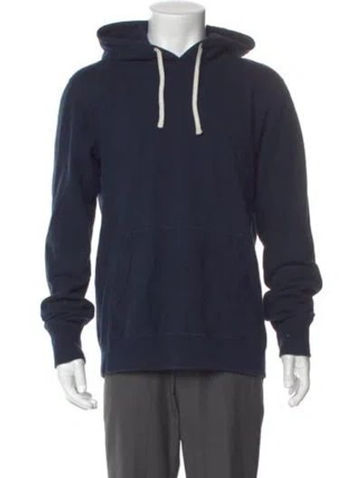 Pre-owned Reigning Champ Crew Neck Long Sleeve Hoodie In Blue