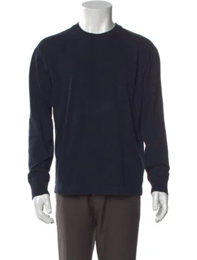 Pre-owned Reigning Champ Crew Neck Long Sleeve Pullover In Blue