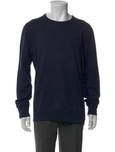 Pre-owned Reigning Champ Crew Neck Long Sleeve Pullover In Blue