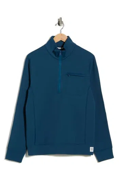 Reigning Champ Double Knit Slim Quarter Zip Sweatshirt In Blue