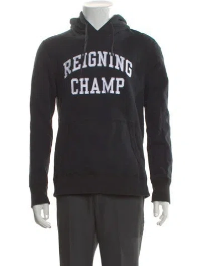 Pre-owned Reigning Champ Graphic Print Crew Neck Hoodie In Black