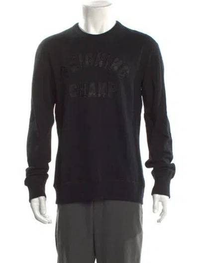 Pre-owned Reigning Champ Graphic Print Crew Neck Sweatshirt In Black