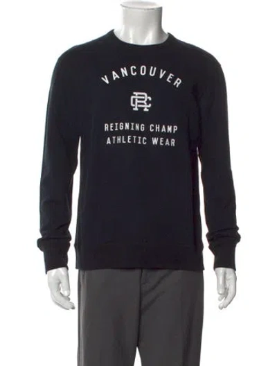Pre-owned Reigning Champ Graphic Print Crew Neck Sweatshirt In Black