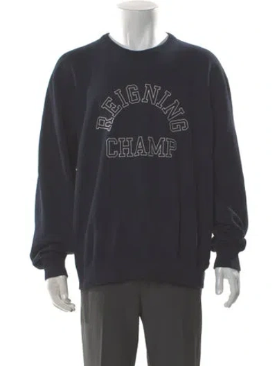 Pre-owned Reigning Champ Graphic Print Crew Neck Sweatshirt In Gray