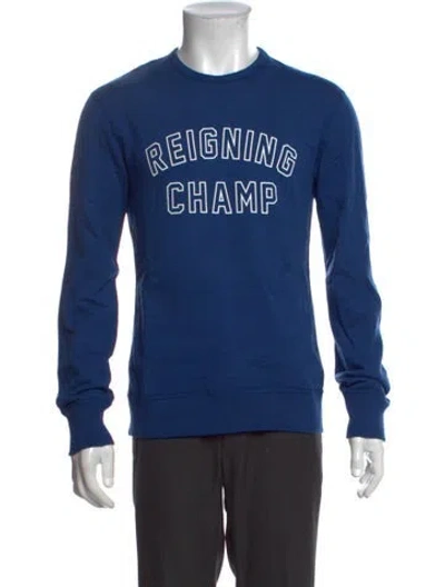 Pre-owned Reigning Champ Graphic Print Crew Neck Sweatshirt W/ Tags In Blue