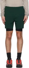 Reigning Champ Green Dot Air Running Shorts In British Racing Green
