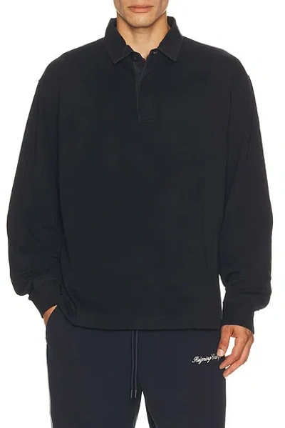 Reigning Champ Heavyweight Jersey Standard Rugby Shirt In Black