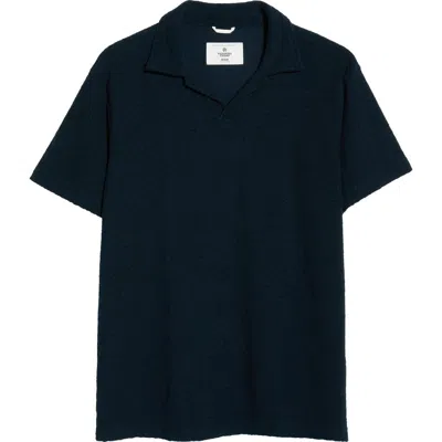 Reigning Champ Johnny Collar Cotton Terry Cloth Polo In Blue