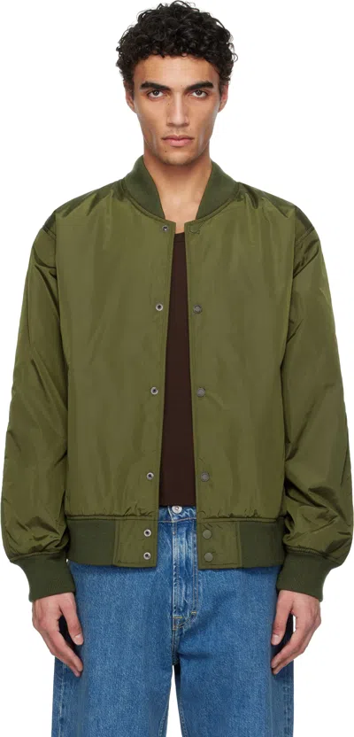 Reigning Champ Khaki Econyl Satin Nylon Stadium Bomber Jacket In Fatigue