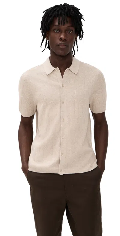 Reigning Champ Knit Piazza Shirt Heather Oatmeal In Brown