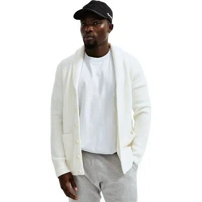 Pre-owned Reigning Champ Knit Vinnie Cardigan - Men's Ivory, L In White