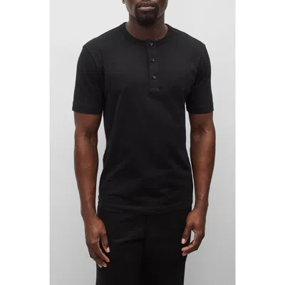 Reigning Champ Lightweight Jersey Henley In Black