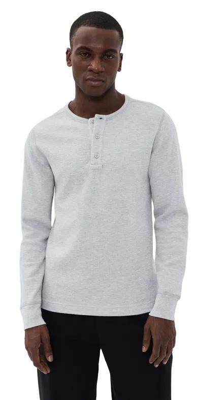 Reigning Champ Lightweight Waffle Standard Henley Hgrey In White