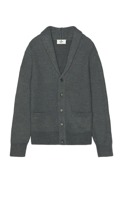 Reigning Champ Merino Rib Vinnie Shawl Cardigan In Carbon