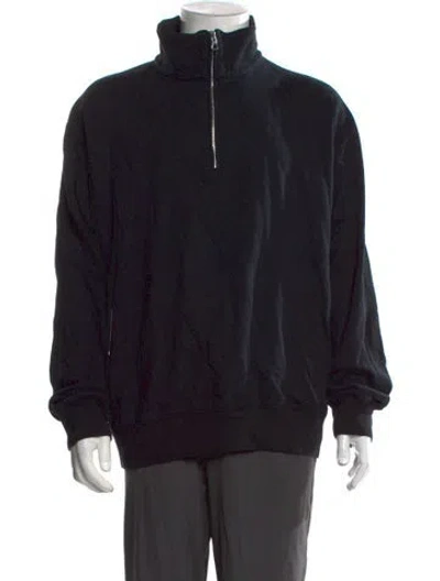 Pre-owned Reigning Champ Mock Neck Long Sleeve Pullover In Black