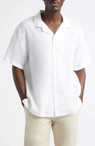 Reigning Champ Retreat Relaxed Linen Camp Shirt In White