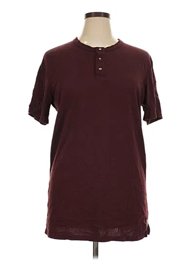 Pre-owned Reigning Champ Short Sleeve Top Burgundy Crew Neck Tops