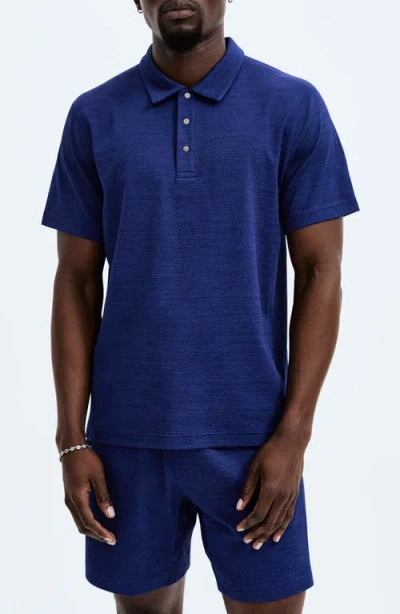 Reigning Champ Solotex® Mesh Tiebreak Performance Polo In Admiral Blue