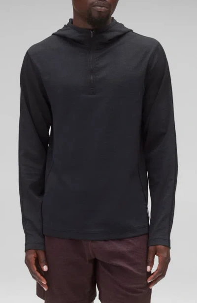 Reigning Champ Solotex® Mesh Tiebreak Performance Quarter Zip Hoodie In Black