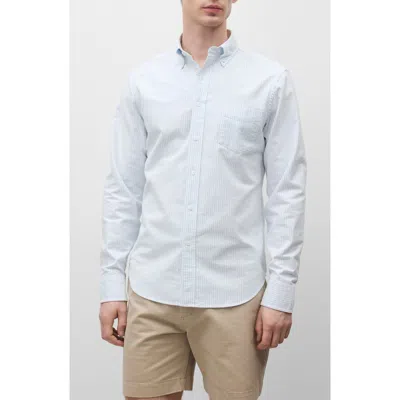 Reigning Champ Stripe Cotton Oxford Button-down Shirt In Blue