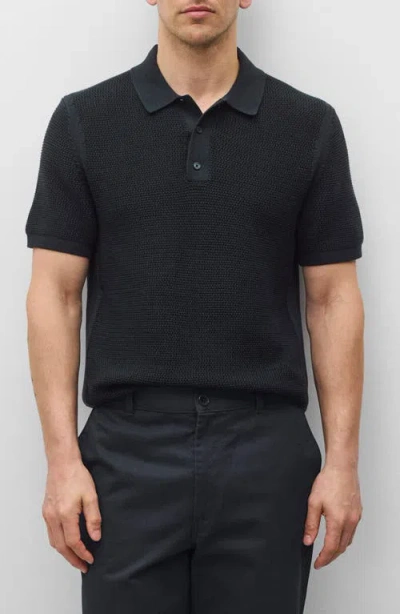 Reigning Champ Supima Mesh Cruise Polo In Black