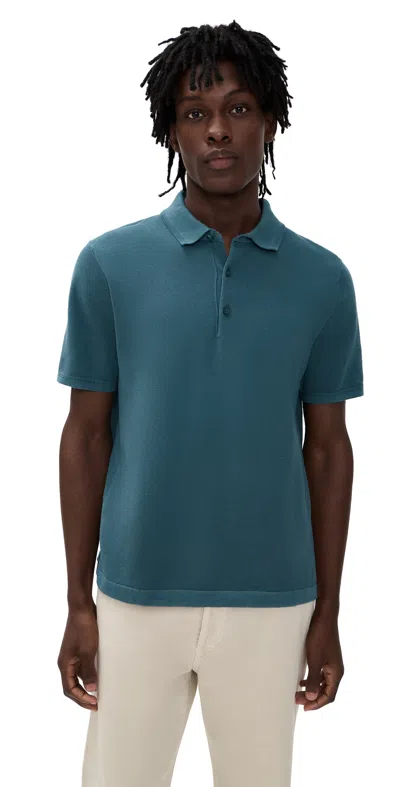 Reigning Champ Supima Pique Ace Polo Bermuda In Blue