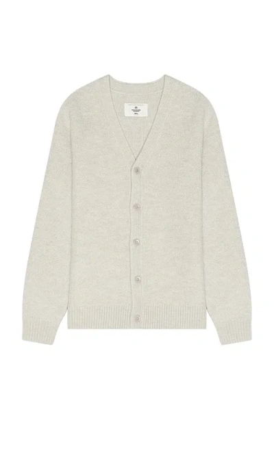 Reigning Champ Textured Boucle Turf Cardigan In Light Grey