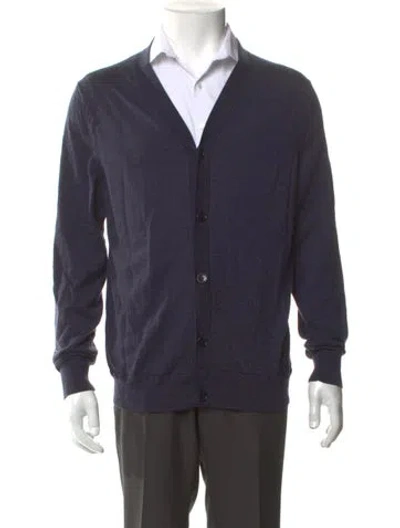 Pre-owned Reigning Champ Wool V-neck Cardigan In Blue