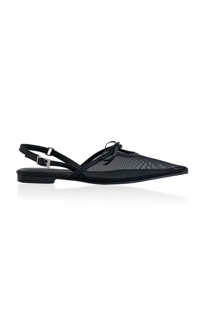 Reike Nen Bow-detail Slingback Mesh Flats In Black