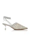 Reike Nen Exclusive Riviera Bit Convertible Floral-mesh Mules In Silver