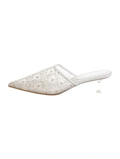 Pre-owned Reike Nen Lace Lace Pattern Mules In White