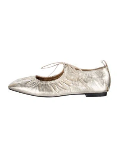 Pre-owned Reike Nen Leather Ballet Flats In Metallic/silver